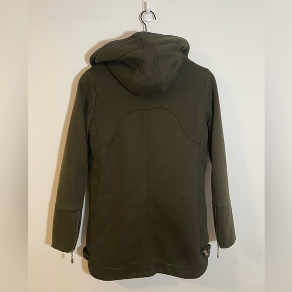 Women’s Olive Green Hooded Sweatshirt Jacket Full Zip Size 2 - Picture 6 of 13